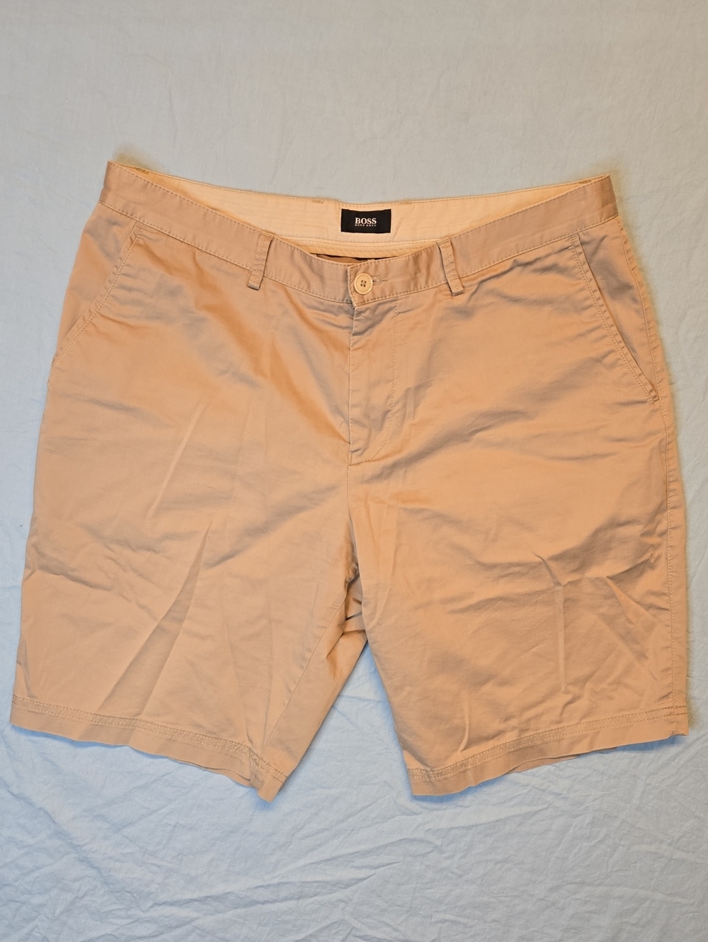 Hugo Boss Tan Flat Front Stretch Casual Cotton Shorts